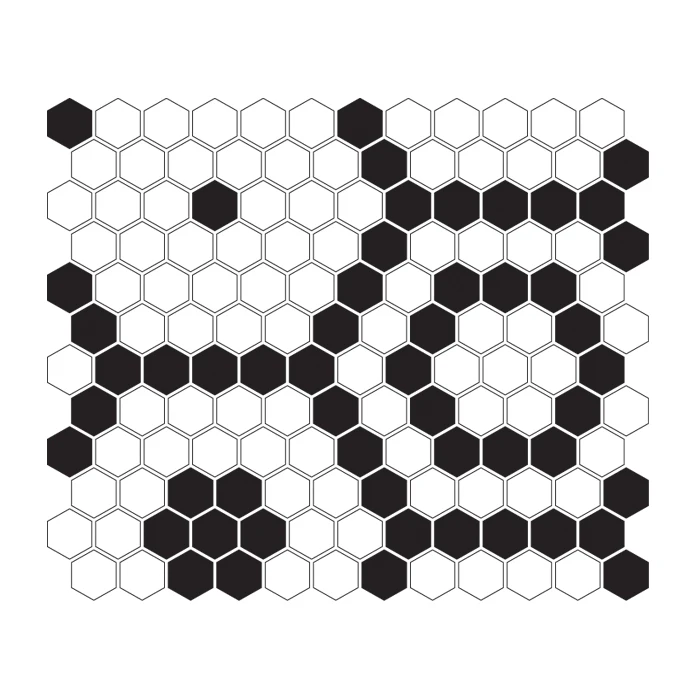 Mini Hexagon B&W BEE,płytka,mozaika,ceramiczna,kuchnia,łazienka,przedpokój,podłogi,ściany,26x30cm.