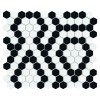 Mini Hexagon B&W LACE,płytka,mozaika,ceramiczna,kuchnia,łazienka,przedpokój,podłogi,ściany,26x30cm.