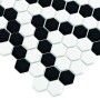 Mini Hexagon B&W LACE,płytka,mozaika,ceramiczna,kuchnia,łazienka,przedpokój,podłogi,ściany,26x30cm.