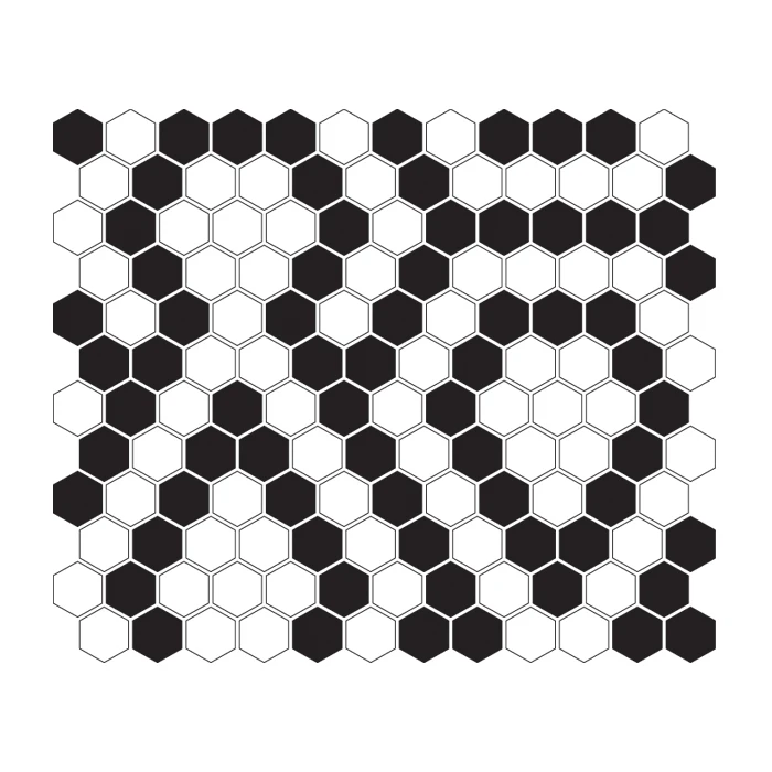 Mini Hexagon B&W LACE,płytka,mozaika,ceramiczna,kuchnia,łazienka,przedpokój,podłogi,ściany,26x30cm.