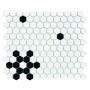 Mini Hexagon B&W SNOW,płytka,mozaika,ceramiczna,kuchnia,łazienka,przedpokój,podłogi,ściany,26x30cm.