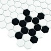 Mini Hexagon B&W SNOW,płytka,mozaika,ceramiczna,kuchnia,łazienka,przedpokój,podłogi,ściany,26x30cm.