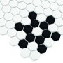 Mini Hexagon B&W SNOW,płytka,mozaika,ceramiczna,kuchnia,łazienka,przedpokój,podłogi,ściany,26x30cm.