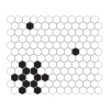 Mini Hexagon B&W SNOW,płytka,mozaika,ceramiczna,kuchnia,łazienka,przedpokój,podłogi,ściany,26x30cm.