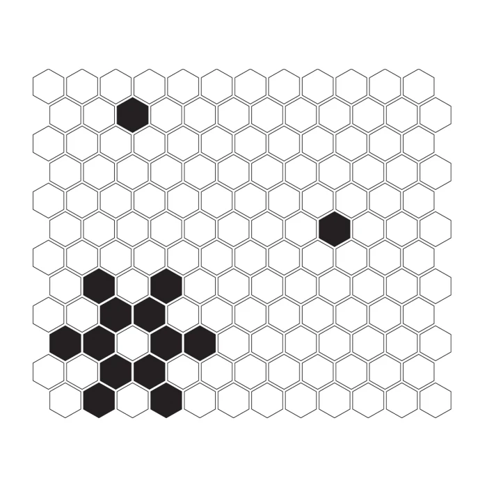 Mini Hexagon B&W SNOW,płytka,mozaika,ceramiczna,kuchnia,łazienka,przedpokój,podłogi,ściany,26x30cm.