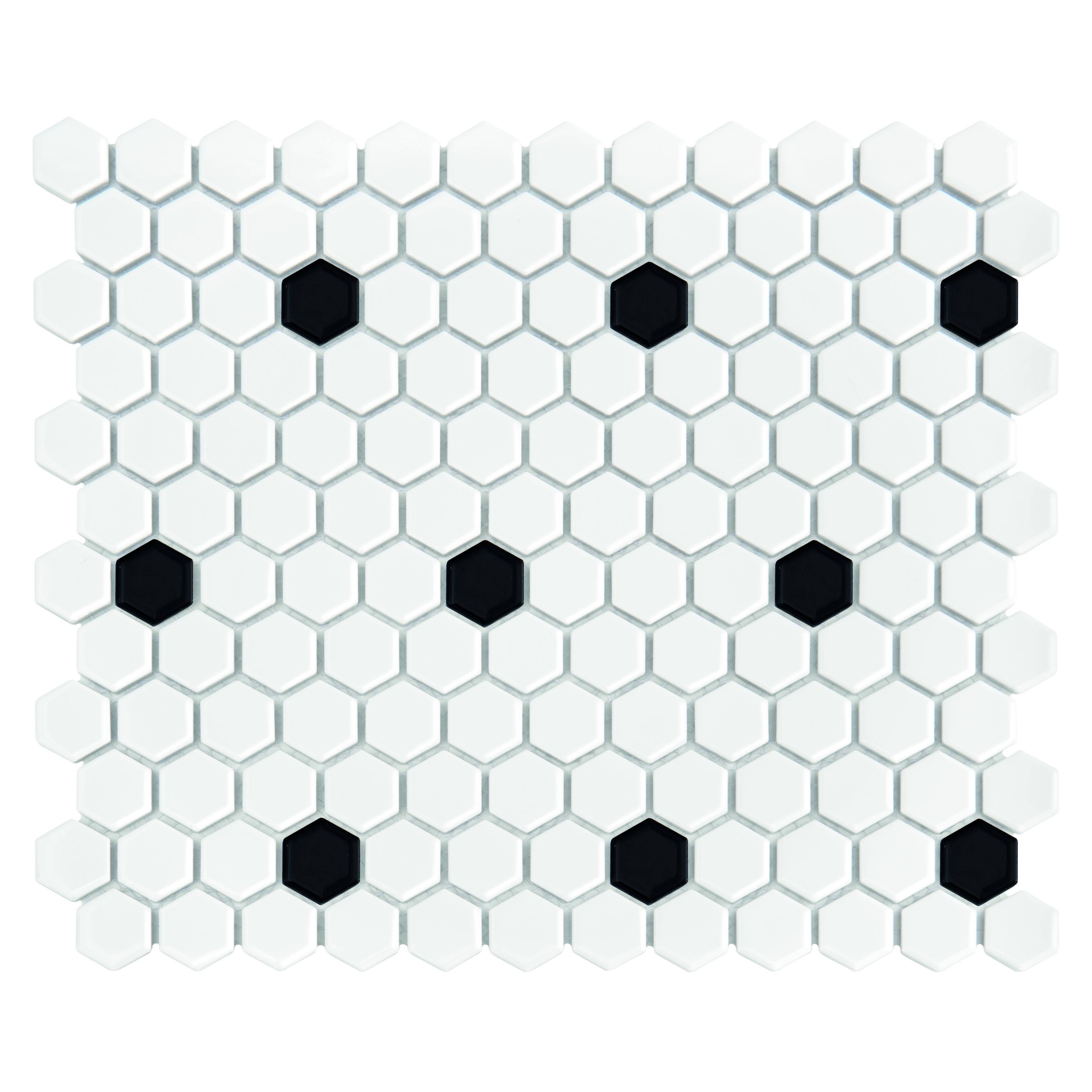 Mini Hexagon B&W SPOT,płytka,mozaika,ceramiczna,kuchnia,łazienka,przedpokój,podłogi,ściany,26x30cm.