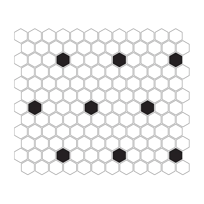 Mini Hexagon B&W SPOT,płytka,mozaika,ceramiczna,kuchnia,łazienka,przedpokój,podłogi,ściany,26x30cm.