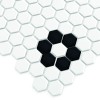 Mini Hexagon B&W FLOWER,płytka,mozaika,ceramiczna,kuchnia,łazienka,przedpokój,podłogi,ściany,30x26cm.