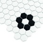 Mini Hexagon B&W FLOWER,płytka,mozaika,ceramiczna,kuchnia,łazienka,przedpokój,podłogi,ściany,30x26cm.