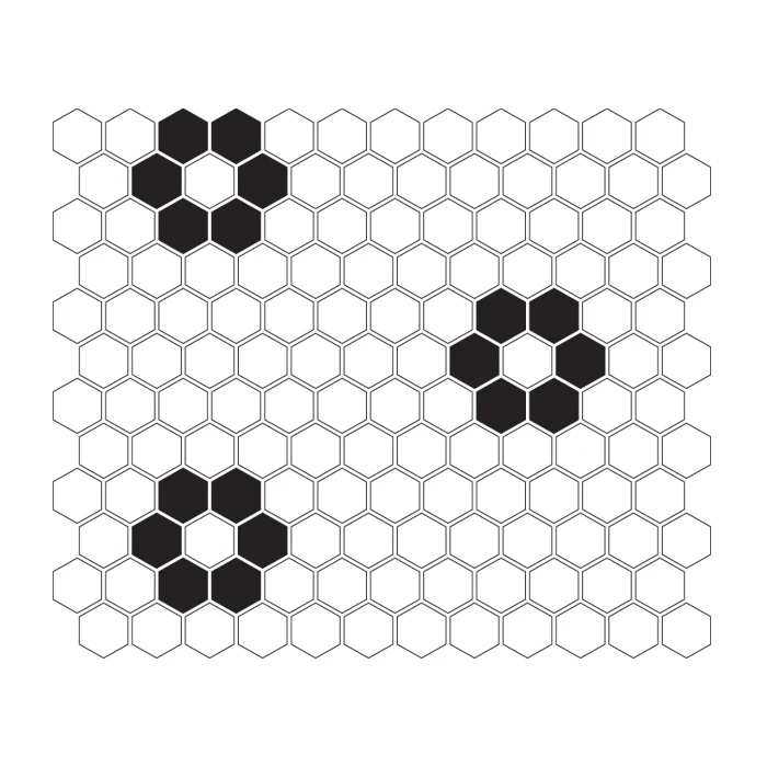 Mini Hexagon B&W FLOWER,płytka,mozaika,ceramiczna,kuchnia,łazienka,przedpokój,podłogi,ściany,30x26cm.