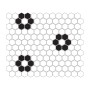 Mini Hexagon B&W FLOWER,płytka,mozaika,ceramiczna,kuchnia,łazienka,przedpokój,podłogi,ściany,30x26cm.