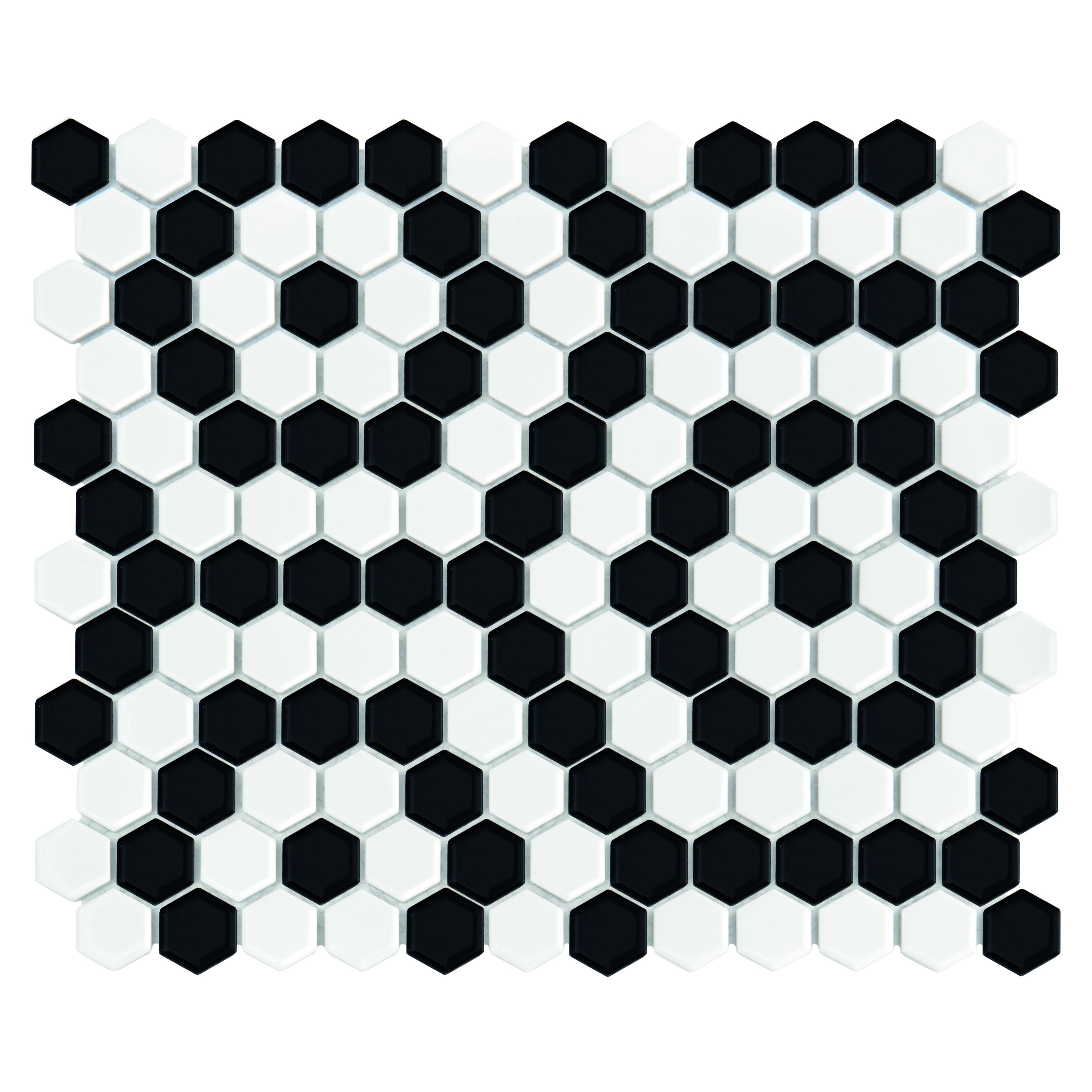 Mini Hexagon B&W NANO,płytka,mozaika,kuchnia,łazienka,przedpokój,podłogi,ściany,26x30cm.
