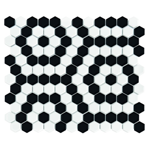 Mini Hexagon B&W NANO,płytka,mozaika,kuchnia,łazienka,przedpokój,podłogi,ściany,26x30cm.