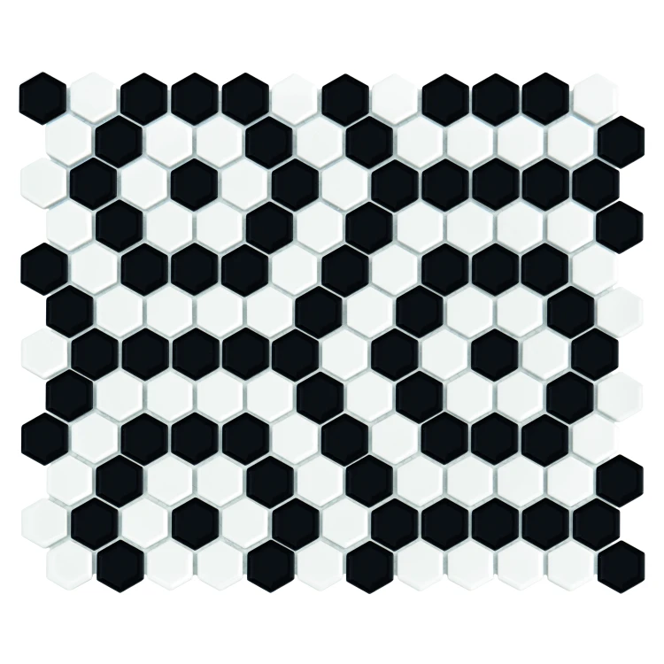Mini Hexagon B&W NANO,płytka,mozaika,kuchnia,łazienka,przedpokój,podłogi,ściany,26x30cm.
