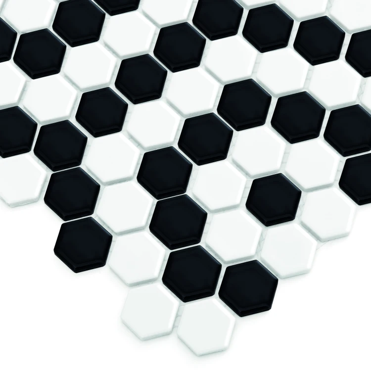 Mini Hexagon B&W NANO,płytka,mozaika,kuchnia,łazienka,przedpokój,podłogi,ściany,26x30cm.