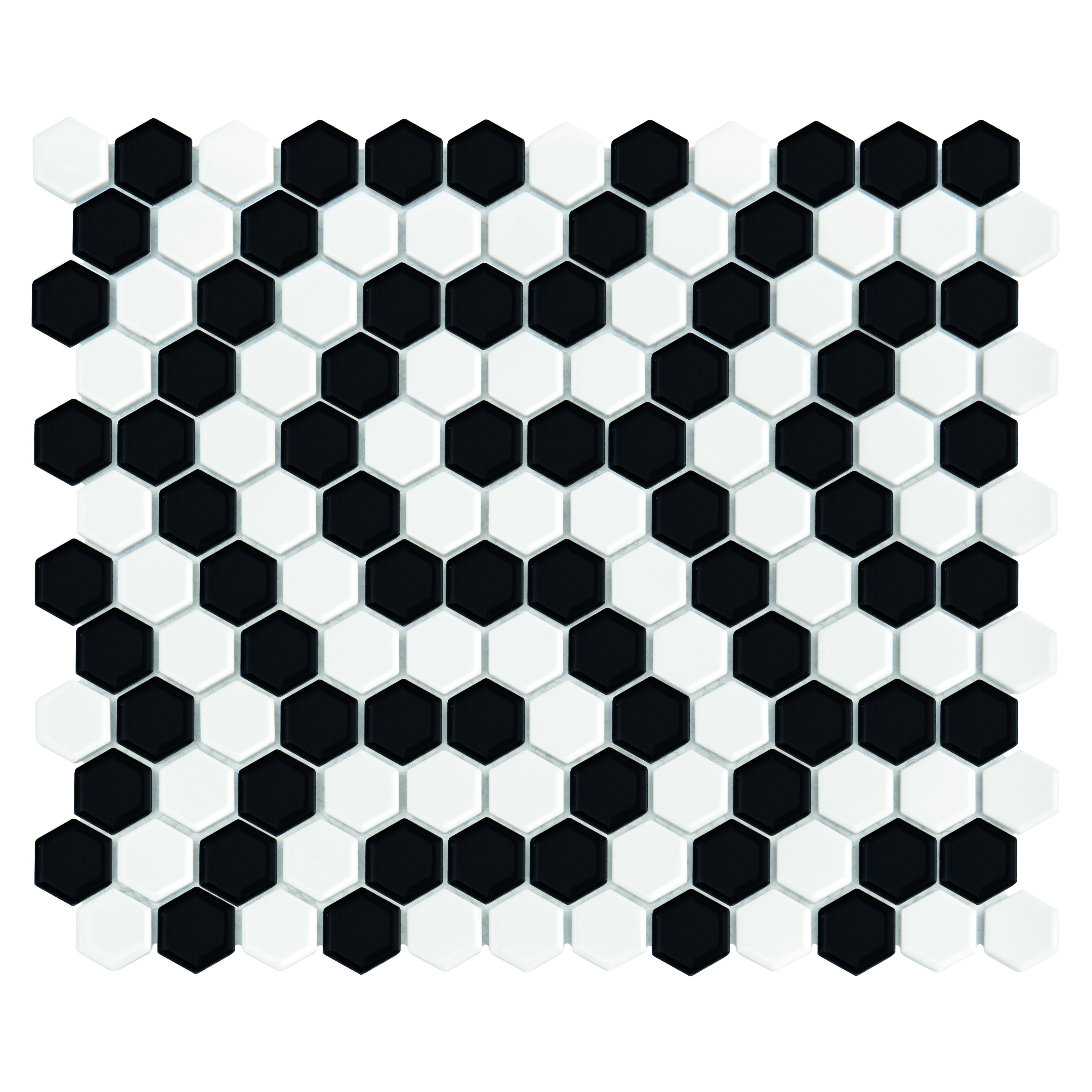 Mini Hexagon B&W CORAL Premium matt,płytka,mozaika,ceramiczna,kuchnia,łazienka,przedpokój,podłogi,ściany,26x30 cm.