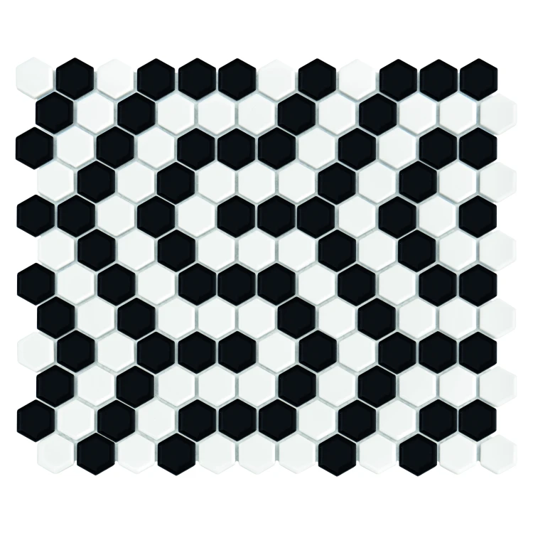 Mini Hexagon B&W CORAL Premium matt,płytka,mozaika,ceramiczna,kuchnia,łazienka,przedpokój,podłogi,ściany,26x30 cm.