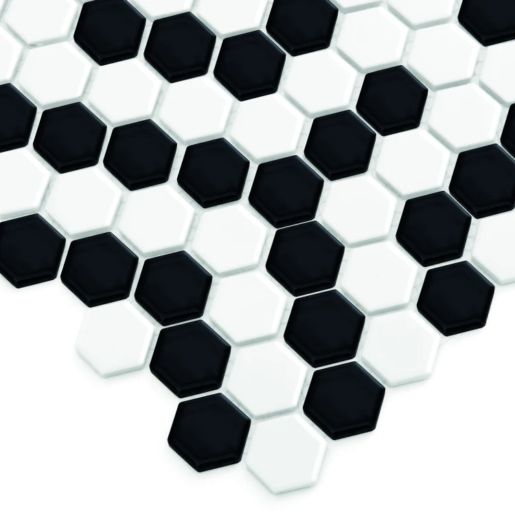 Mini Hexagon B&W CORAL Premium matt,płytka,mozaika,ceramiczna,kuchnia,łazienka,przedpokój,podłogi,ściany,26x30 cm.