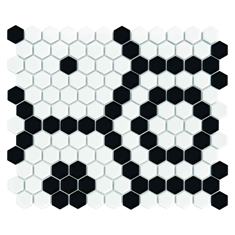 Mini Hexagon B&W BEE Premium matt,płytka,mozaika,ceramiczna,kuchnia,łazienka,przedpokój,podłogi,ściany,26x30cm.