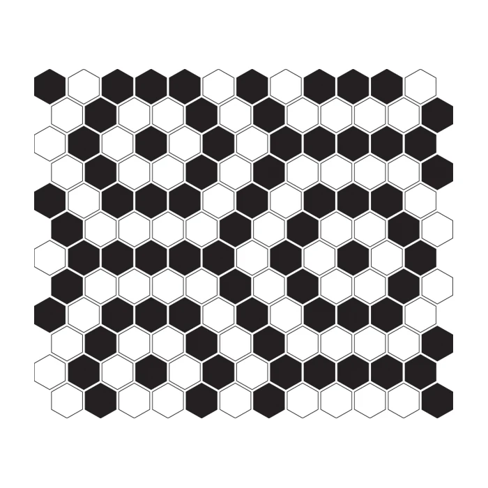 Mini Hexagon B&W NANO Premium matt,płytka,mozaika,ceramiczna,kuchnia,łazienka,przedpokój,podłogi,ściany,26x30cm.
