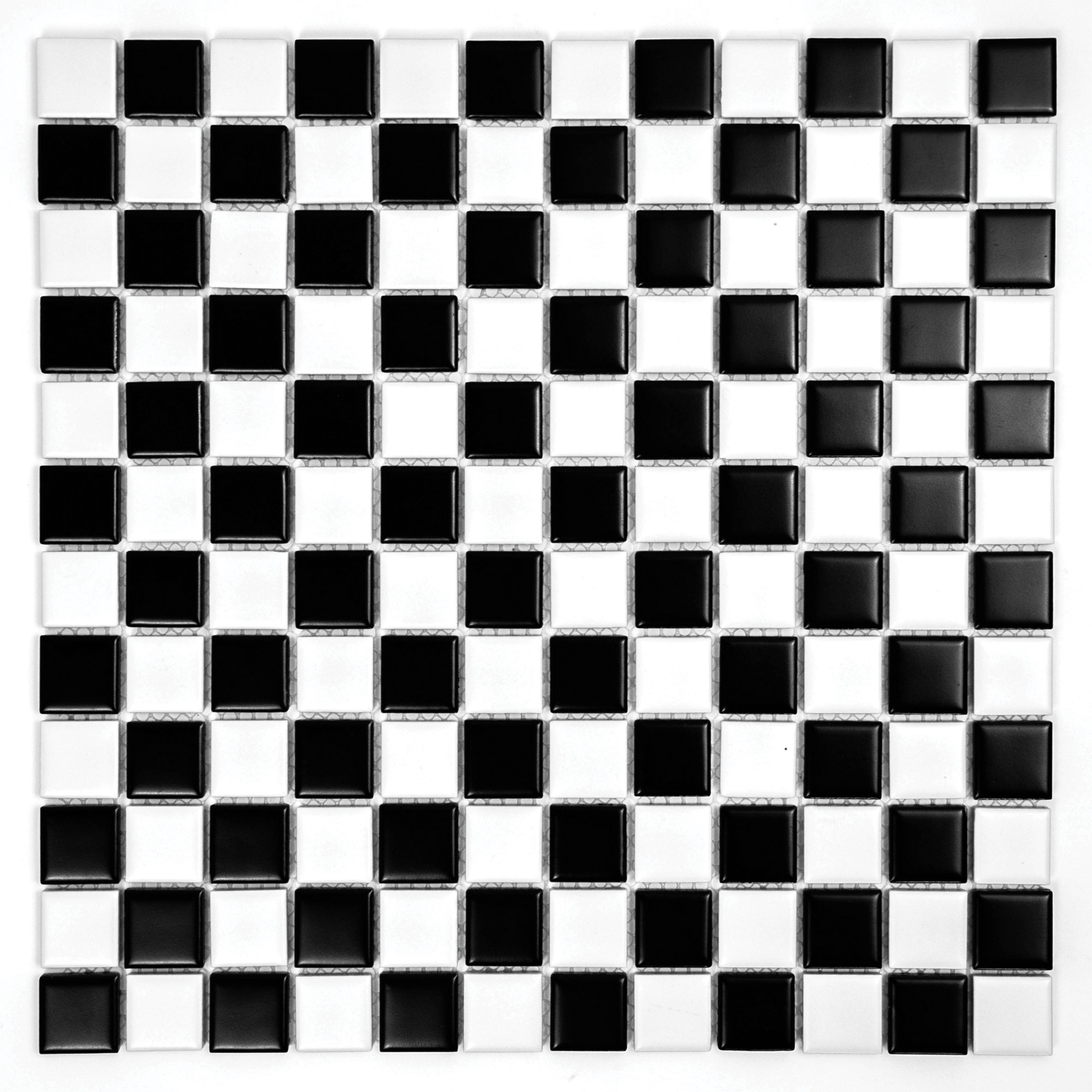 Pixello B&amp;W Mix matt mozaika biało czarna ceramiczna kwadratowe elementy szachownica