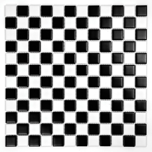 Pixello B&amp;W Mix matt mozaika biało czarna ceramiczna kwadratowe elementy szachownica