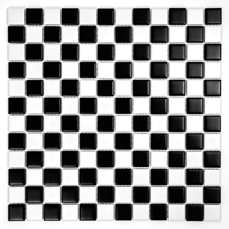 Pixello B&amp;W Mix matt mozaika biało czarna ceramiczna kwadratowe elementy szachownica