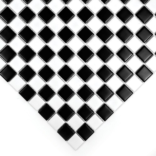 Pixello B&amp;W Mix matt  mozaika biało czarna ceramiczna kwadratowe elementy szachownica