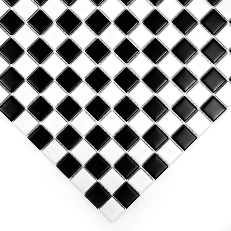 Pixello B&amp;W Mix matt  mozaika biało czarna ceramiczna kwadratowe elementy szachownica