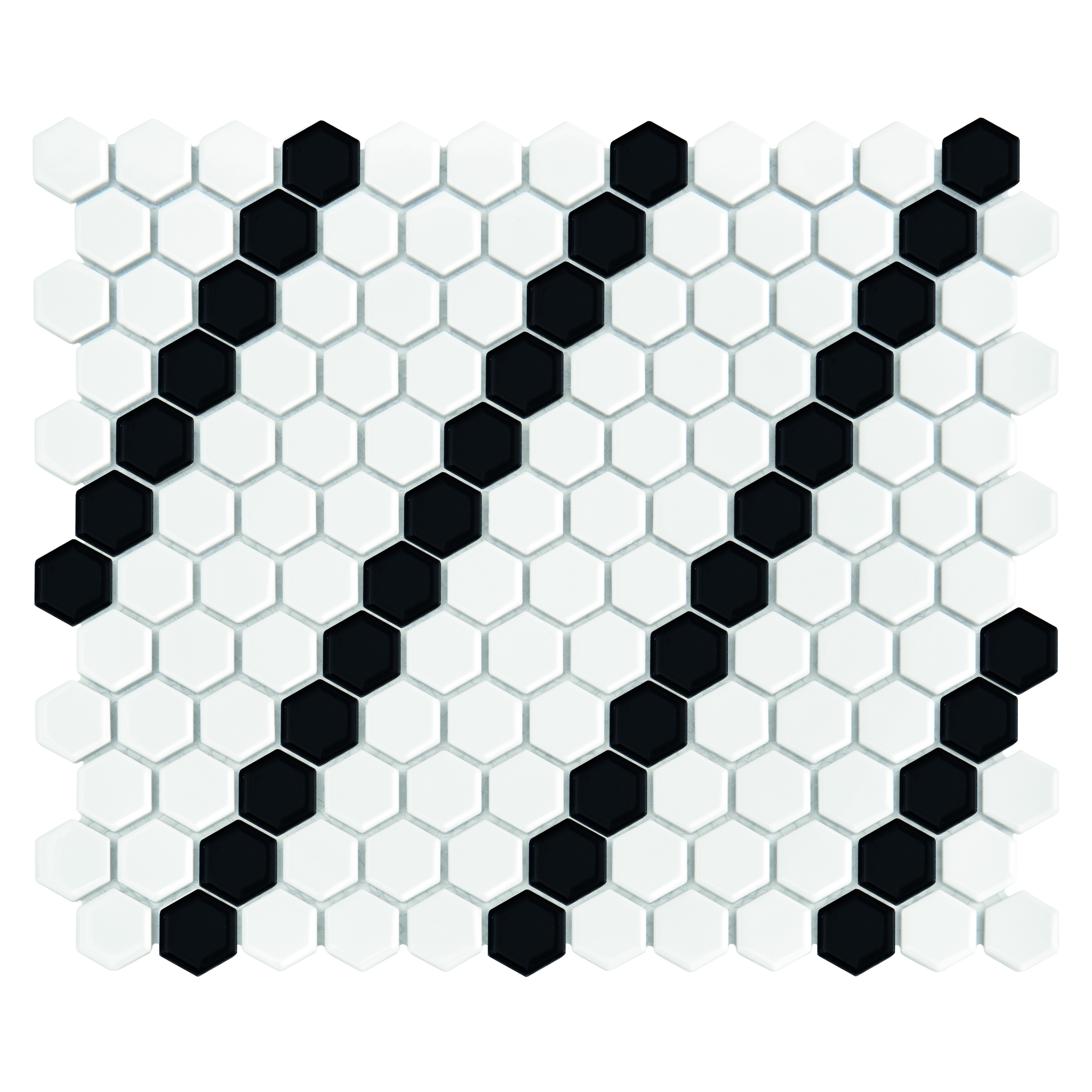 Mini Hexagon B&W LEAN Premium matt,płytka,mozaika,ceramiczna,kuchnia,łazienka,przedpokój,podłogi,ściany,26x30cm.