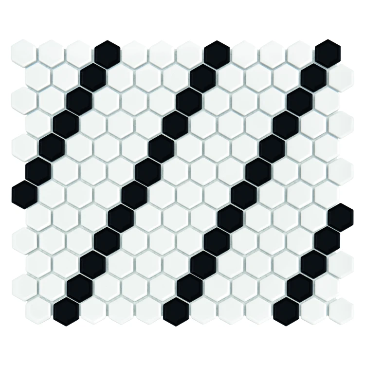 Mini Hexagon B&W LEAN Premium matt,płytka,mozaika,ceramiczna,kuchnia,łazienka,przedpokój,podłogi,ściany,26x30cm.