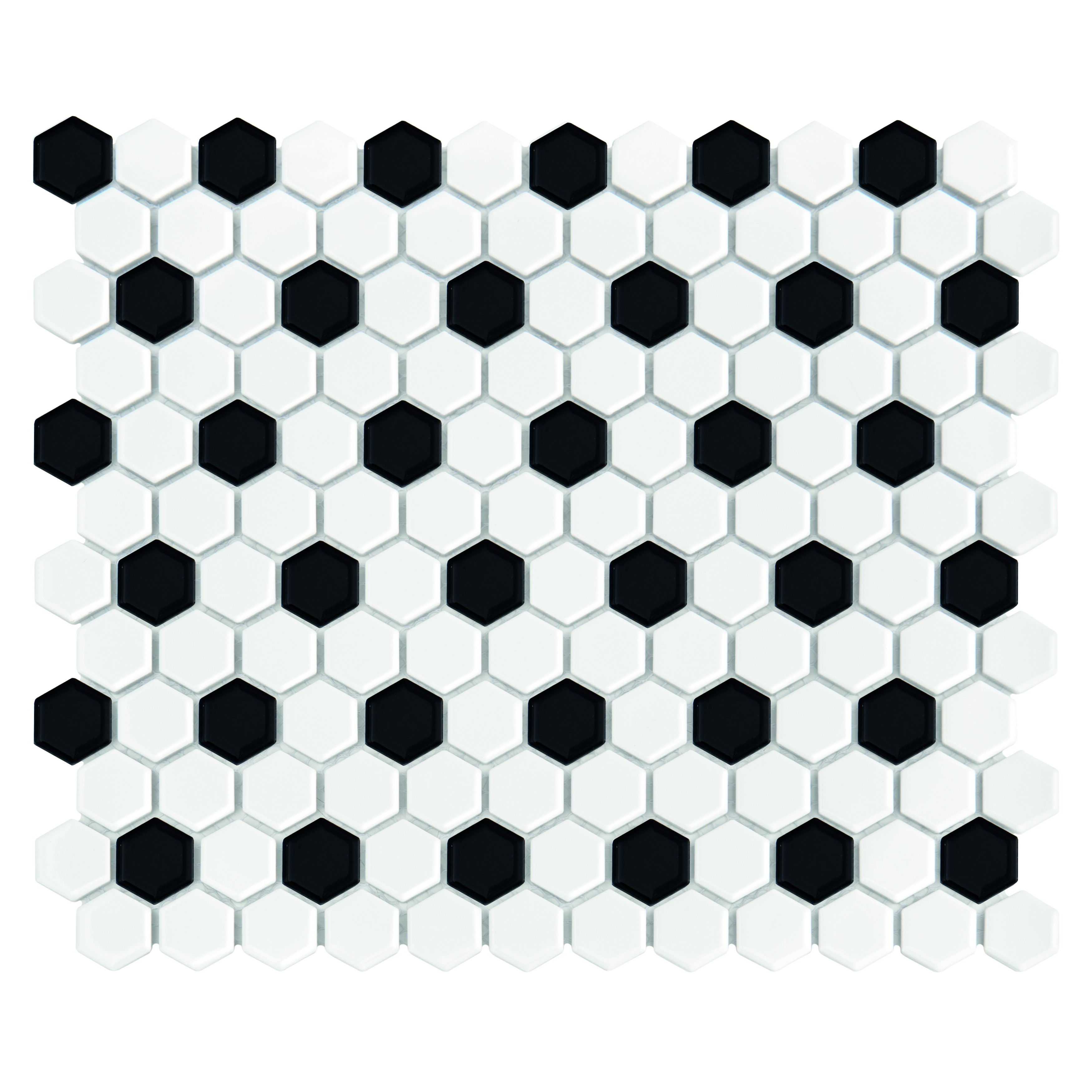 Mini Hexagon B&W MIX Premium Matt,płytka,mozaika,ceramiczna,kuchnia,łazienka,przedpokój,podłogi,ściany,26x30cm.