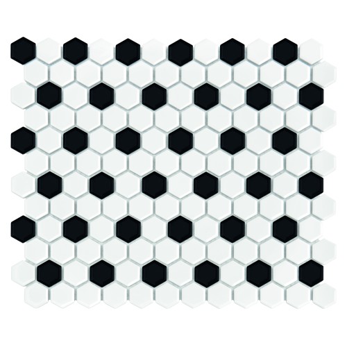 Mini Hexagon B&W MIX,płytka,mozaika,ceramiczna,kuchnia,łazienka,przedpokój,podłogi,ściany,26x30cm.