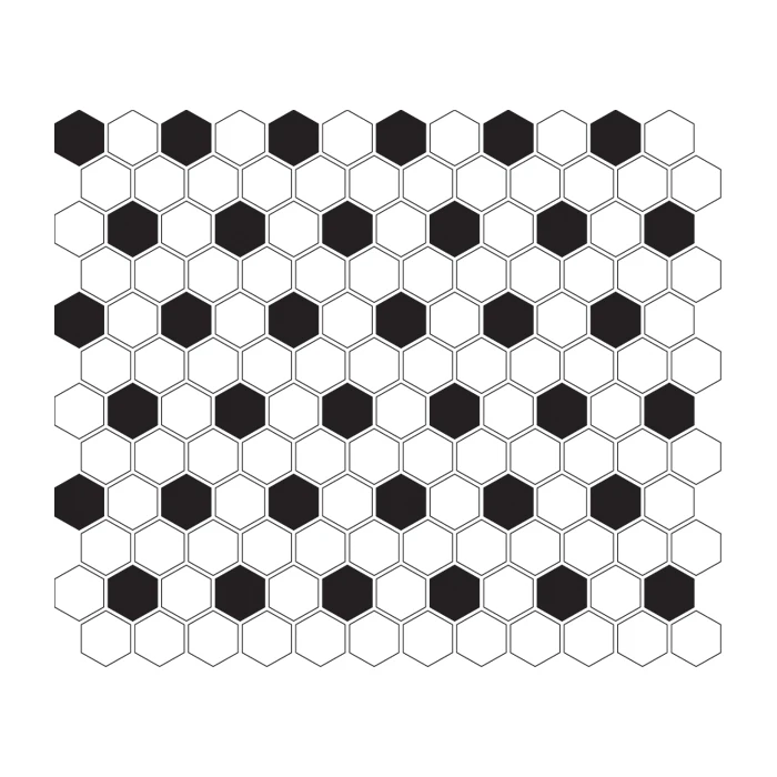 Mini Hexagon B&W MIX,płytka,mozaika,ceramiczna,kuchnia,łazienka,przedpokój,podłogi,ściany,26x30cm.