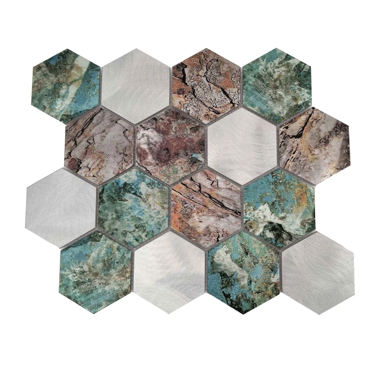 Allumi Hexagon Patina 73,płytka,mozaika,metalowa,kuchnia,łazienka,ściany,29,2x24,8cm