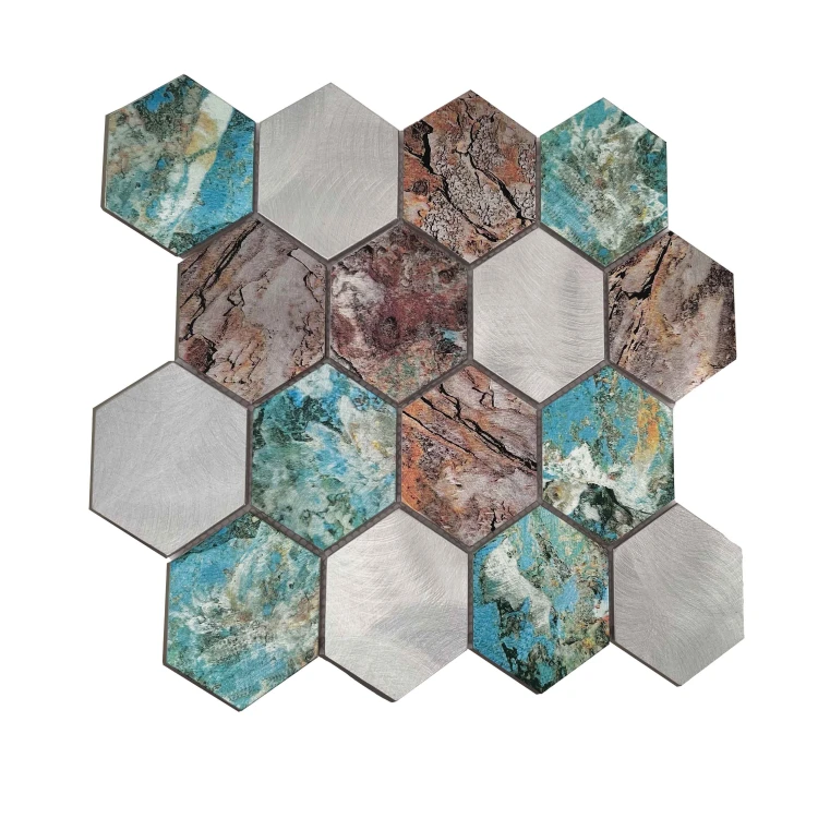 Allumi Hexagon Patina 73,płytka,mozaika,metalowa,kuchnia,łazienka,ściany,29,2x24,8cm