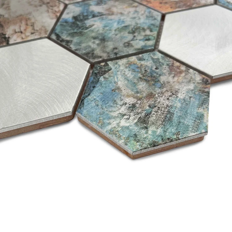 Allumi Hexagon Patina 73,płytka,mozaika,metalowa,kuchnia,łazienka,ściany,29,2x24,8cm