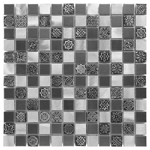 ALLUMI GREY MIX 23,płytka,mozaika,metalowa,kuchnia,łazienka,ściany,30x30cm.