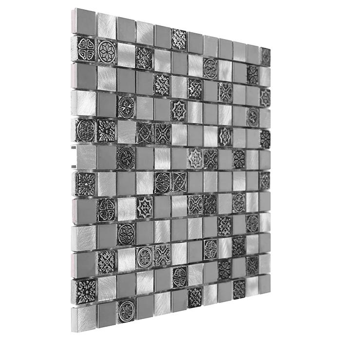 ALLUMI GREY MIX 23,płytka,mozaika,metalowa,kuchnia,łazienka,ściany,30x30cm.