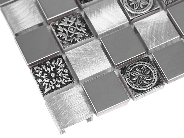ALLUMI GREY MIX 23,płytka,mozaika,metalowa,kuchnia,łazienka,ściany,30x30cm.
