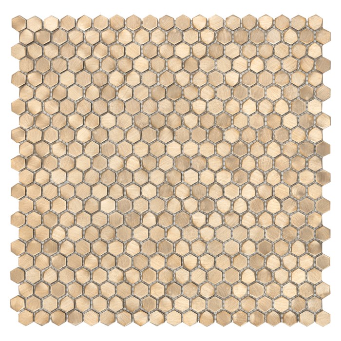 ALLUMI GOLD HEXAGON 14,płytka,mozaika,metalowa,kuchnia,łazienka,ściany,30x30cm.
