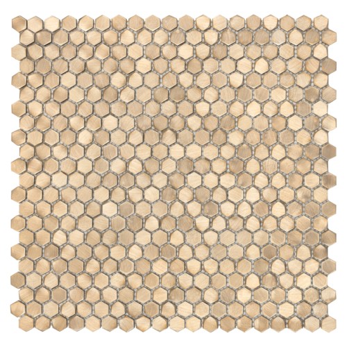 ALLUMI GOLD HEXAGON 14,płytka,mozaika,metalowa,kuchnia,łazienka,ściany,30x30cm.