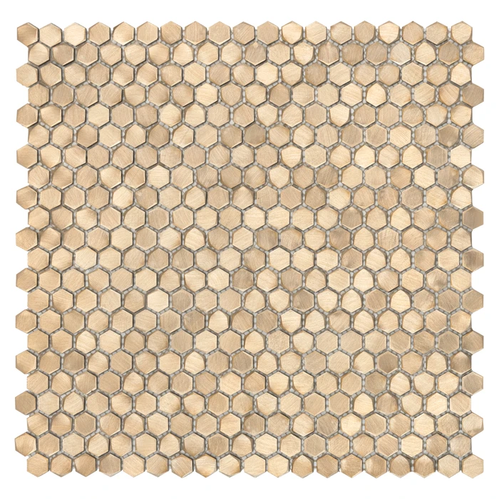 ALLUMI GOLD HEXAGON 14,płytka,mozaika,metalowa,kuchnia,łazienka,ściany,30x30cm.