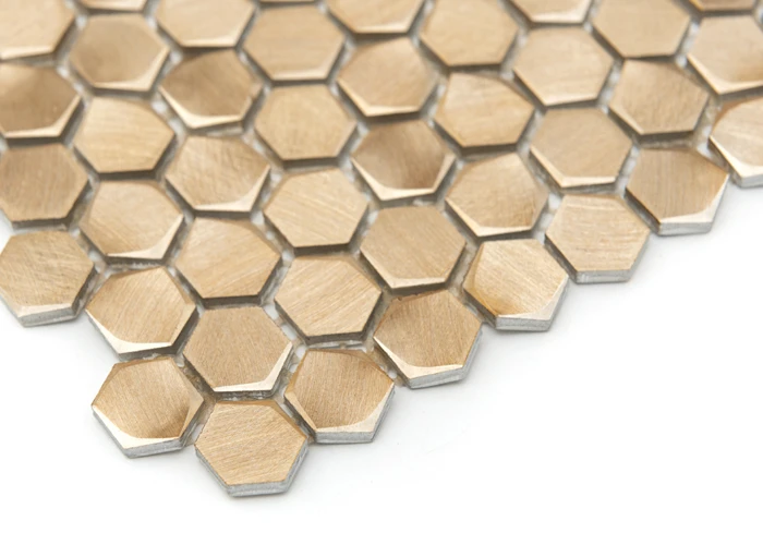 ALLUMI GOLD HEXAGON 14,płytka,mozaika,metalowa,kuchnia,łazienka,ściany,30x30cm.