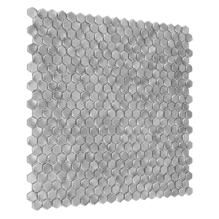ALLUMI SILVER HEXAGON 14,płytka,mozaika,metalowa,kuchnia,łazienka,ściany,30x30cm.