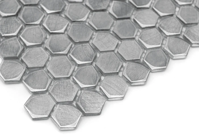 ALLUMI SILVER HEXAGON 14,płytka,mozaika,metalowa,kuchnia,łazienka,ściany,30x30cm.