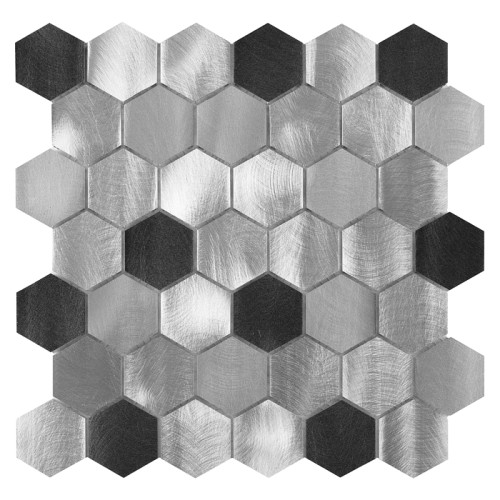 Allumi Grey Hexagon Mix 48,płytka,mozaika,metalowa,kuchnia,łazienka,ściany,30x30cm.