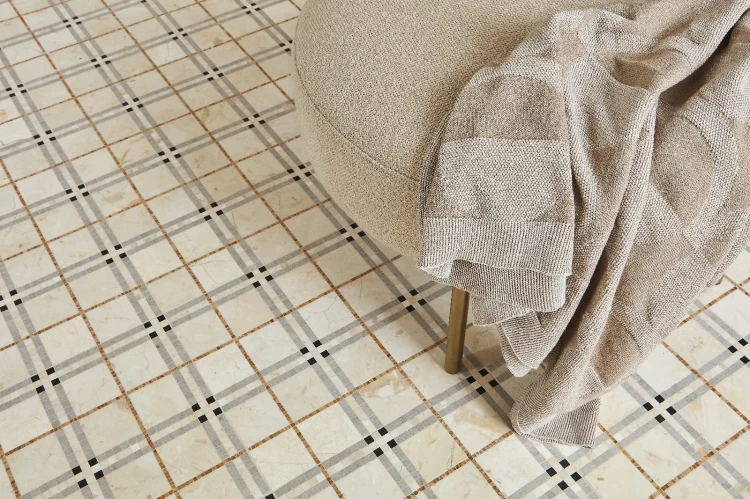 Beige Tartan,płytka,mozaika,kamienna,kuchnia,łazienka,przedpokój,podłogi,ściany,31x31cm.