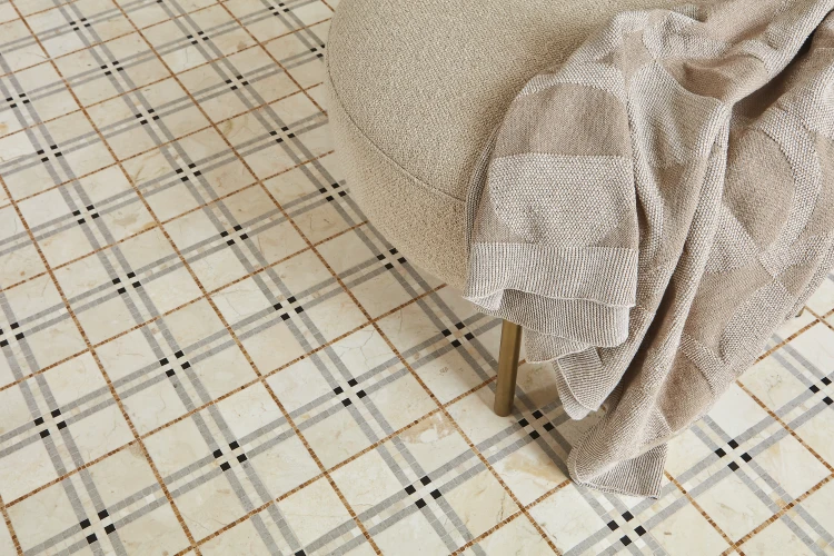 Beige Tartan,płytka,mozaika,kamienna,kuchnia,łazienka,przedpokój,podłogi,ściany,31x31cm.
