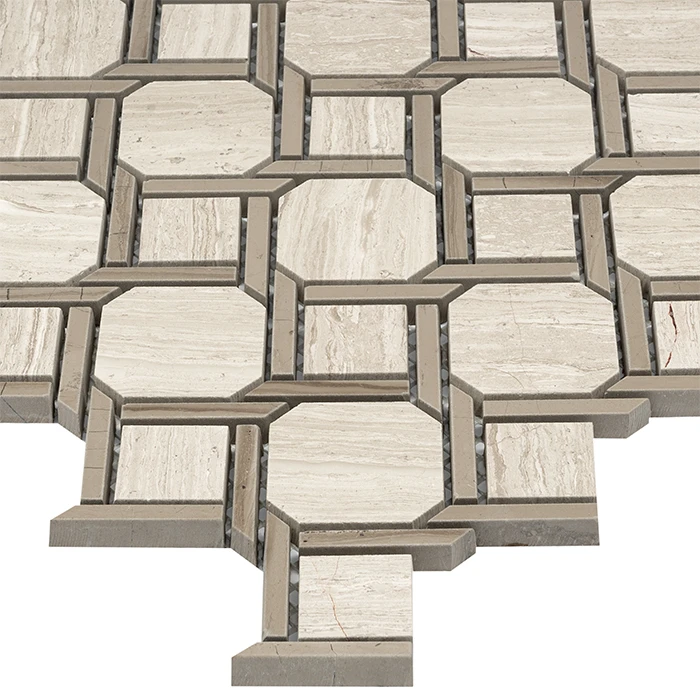 Woodstone Grey Nodum,płytka,mozaika,kamienna,kuchnia,łazienka,przedpokój,podłogi,ściany,28x28cm.